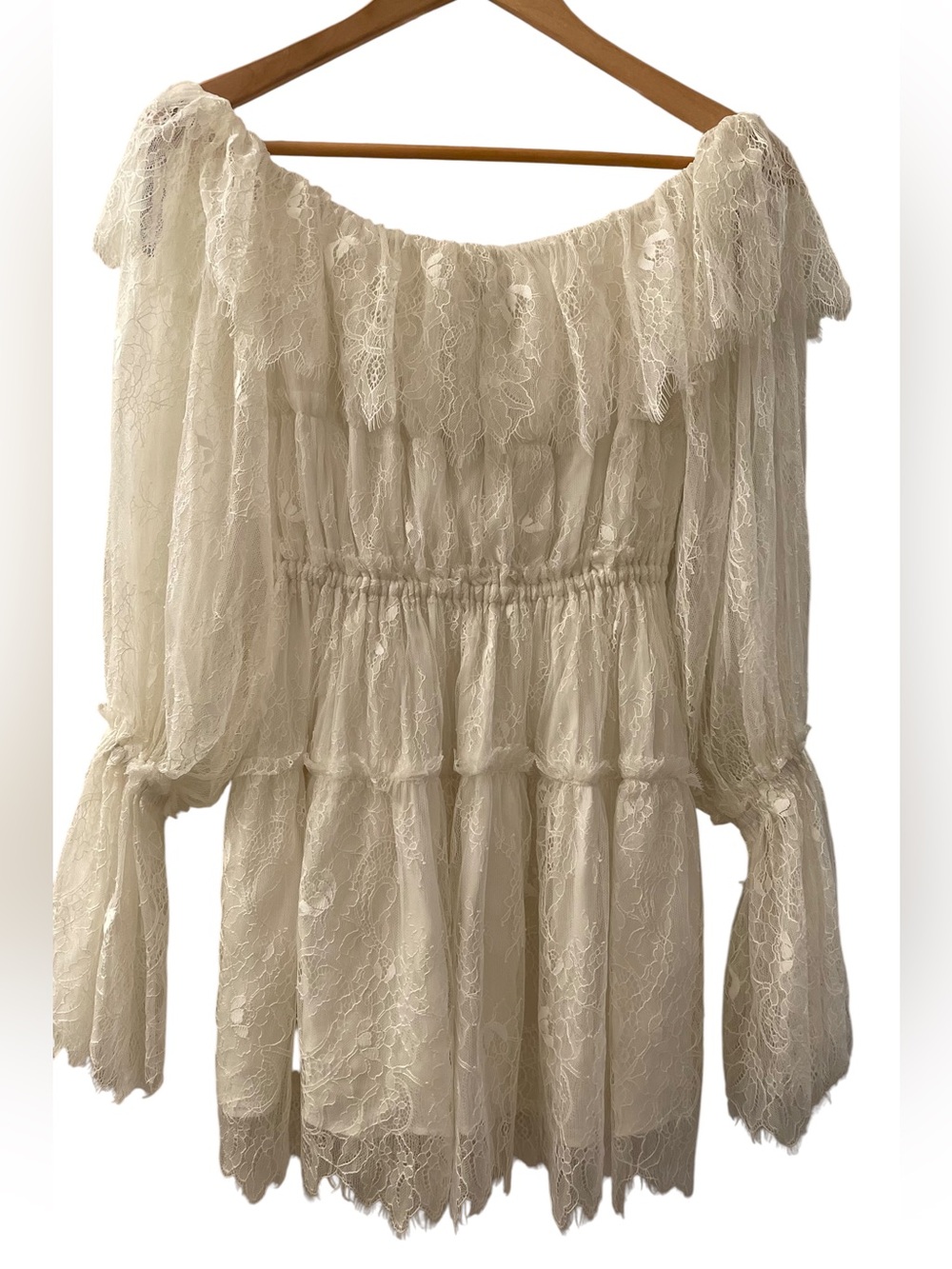 ❤️ MAJORELLE Green Tea Mini Ivory Lace Dress - Picture 2 of 6